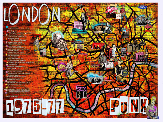 London Punk Poster 60cm x 45cm Red/Yellow