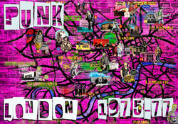 Punk Rock London A2 size Poster with illustrated key - Pink