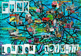 Punk Rock London A2 size Poster with illustrated key - Blue