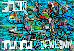 Punk Rock London A2 size Poster with illustrated key - Blue